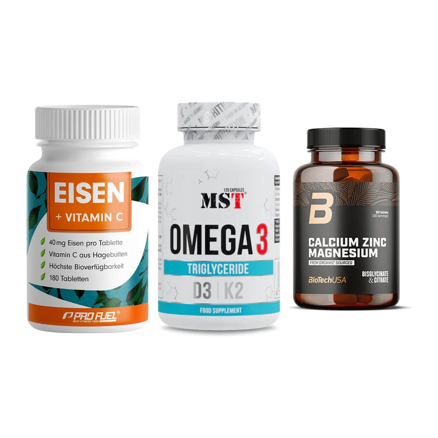 Immun-Set: ProFuel EISEN + MST Omega 3 500 + BioTech Calcium – alle enthaltenen Artikel