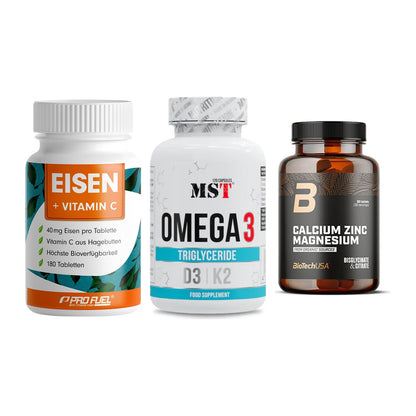 Immun-Set: ProFuel EISEN + MST Omega 3 500 + BioTech Calcium – alle enthaltenen Artikel