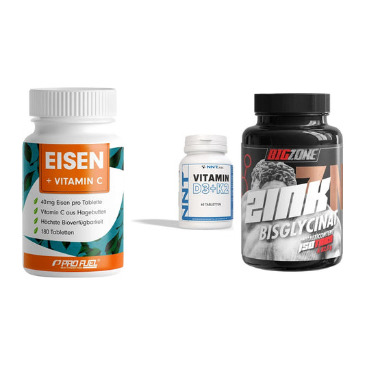 Immun-Set: ProFuel EISEN + NNT Vitamin D3+K2 + Big Zone Zink – alle enthaltenen Artikel