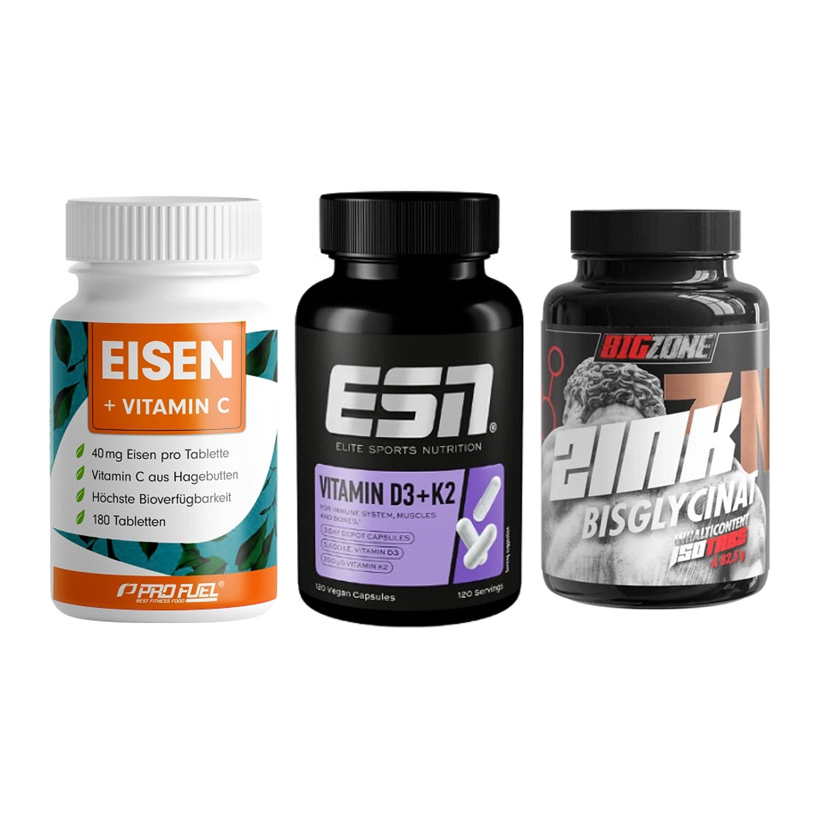 Immun-Set: ProFuel EISEN + ESN Vitamin D3 + Big Zone Zink – alle enthaltenen Artikel