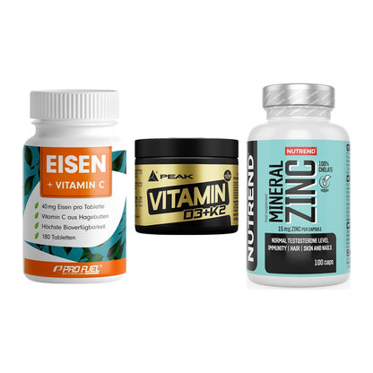 Immun-Set: ProFuel EISEN + Peak Vitamin + Nutrend Zinc – alle enthaltenen Artikel