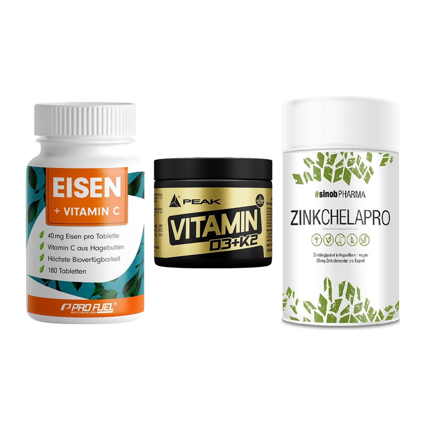 Immun-Set: ProFuel EISEN + Peak Vitamin + Sinob Zink – alle enthaltenen Artikel