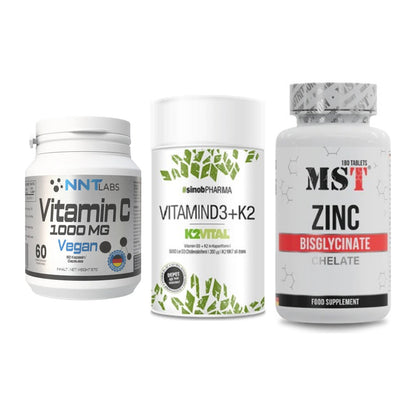 Immun-Set: NNT Vitamin C + Sinob Vitamin D3 + MST Zinc Chelate – alle enthaltenen Artikel