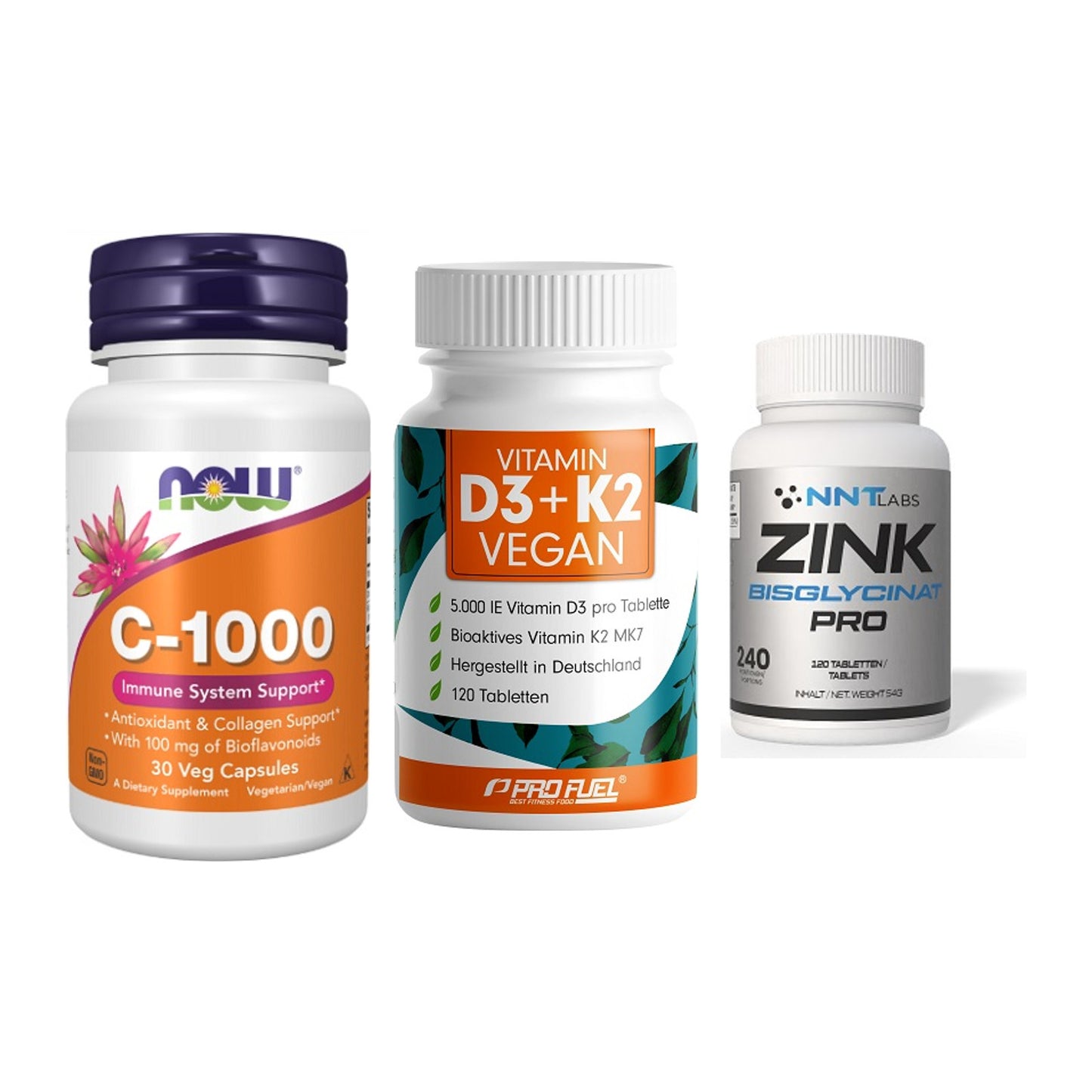Immun-Set: Now Foods Vitamin + ProFuel Vitamin + NNT Zink 50mg – alle enthaltenen Artikel