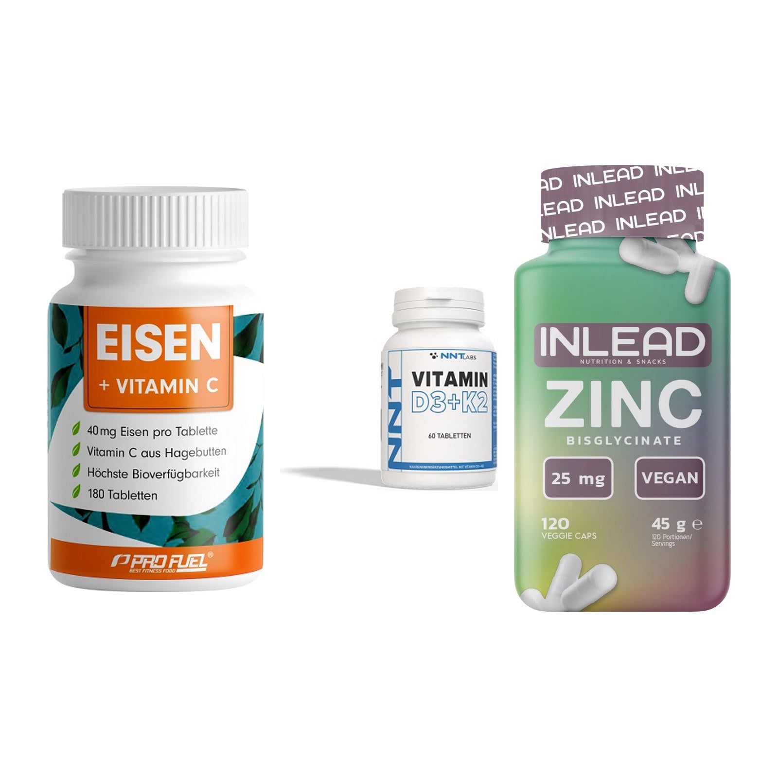 Immun-Set: ProFuel EISEN + NNT Vitamin D3+K2 + INLEAD Zink – alle enthaltenen Artikel