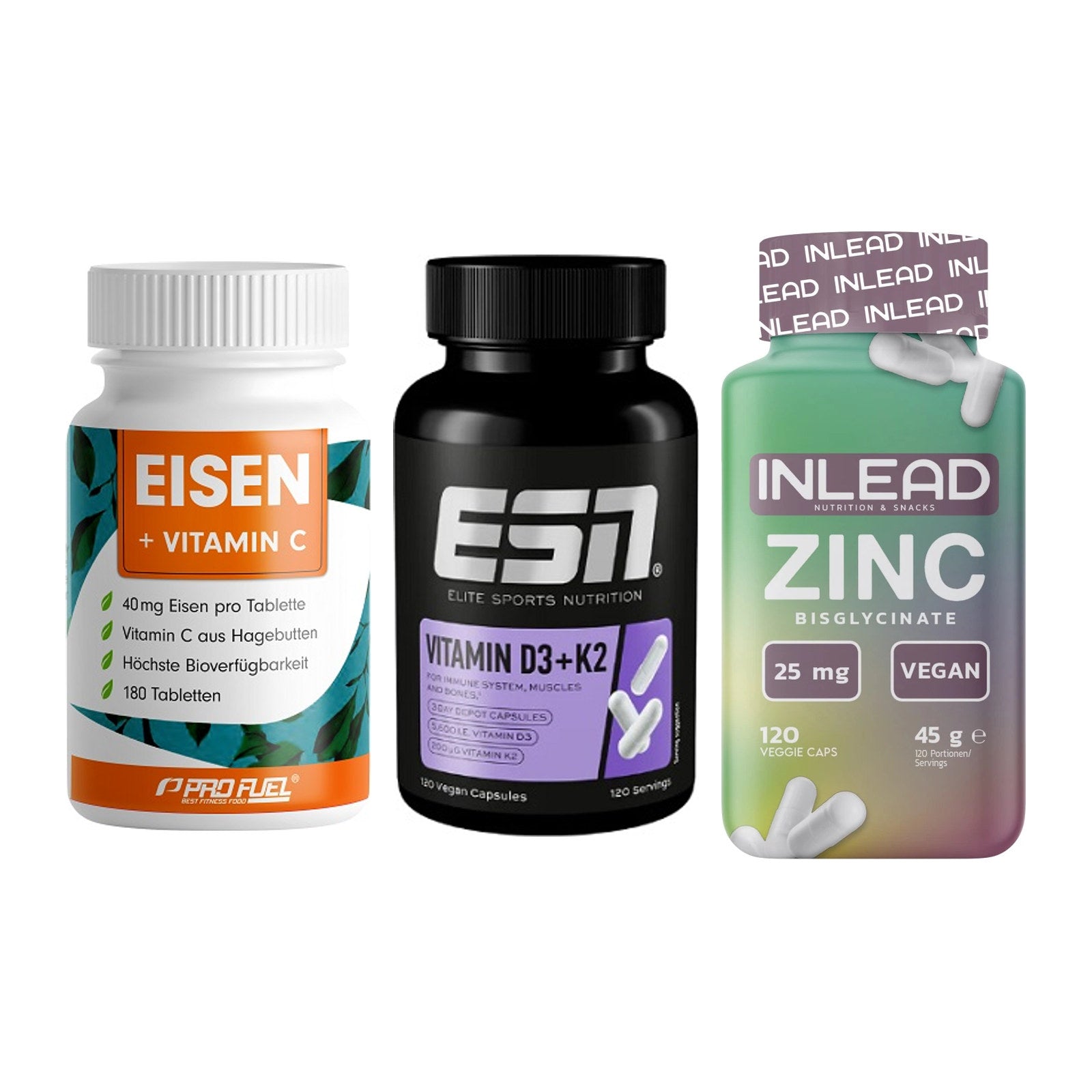 Immun-Set: ProFuel EISEN + ESN Vitamin D3 + INLEAD Zink – alle enthaltenen Artikel