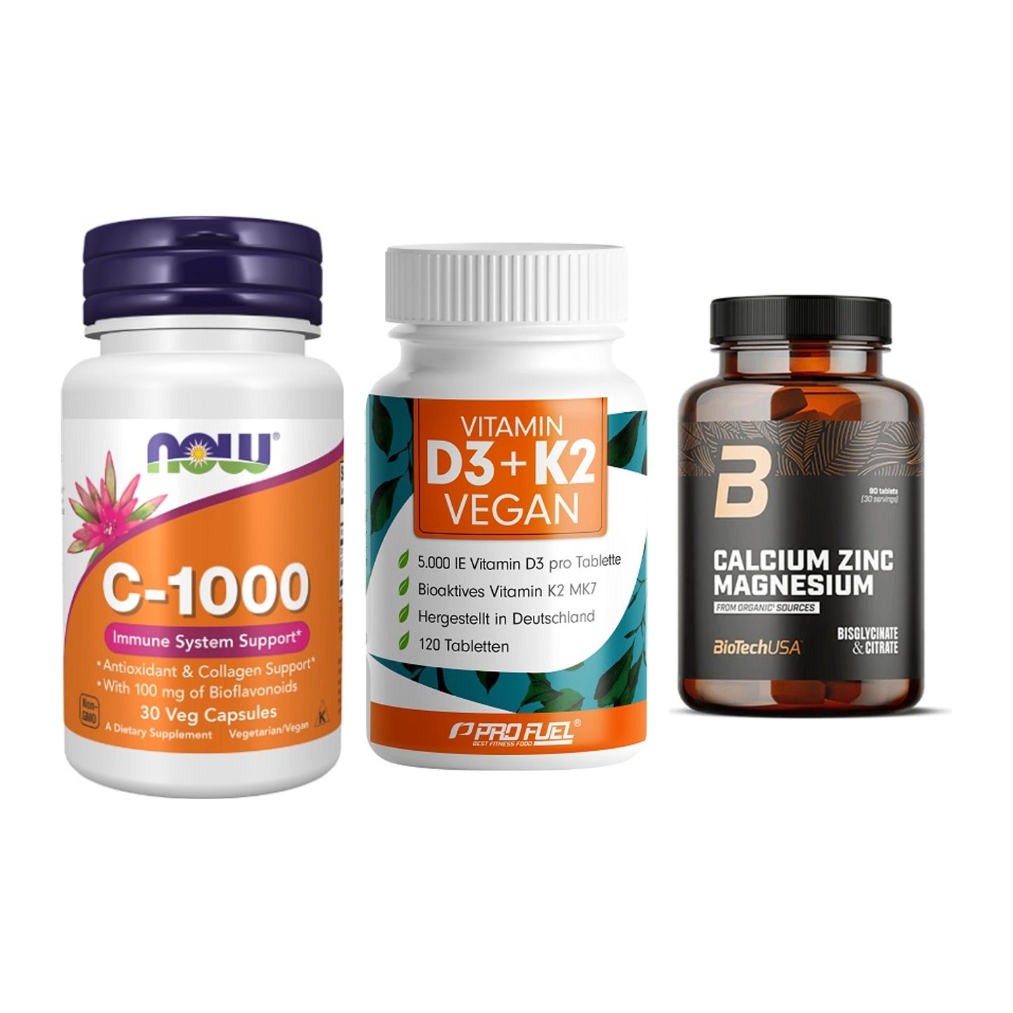 Immun-Set: Now Foods Vitamin + ProFuel Vitamin + BioTech Calcium – alle enthaltenen Artikel