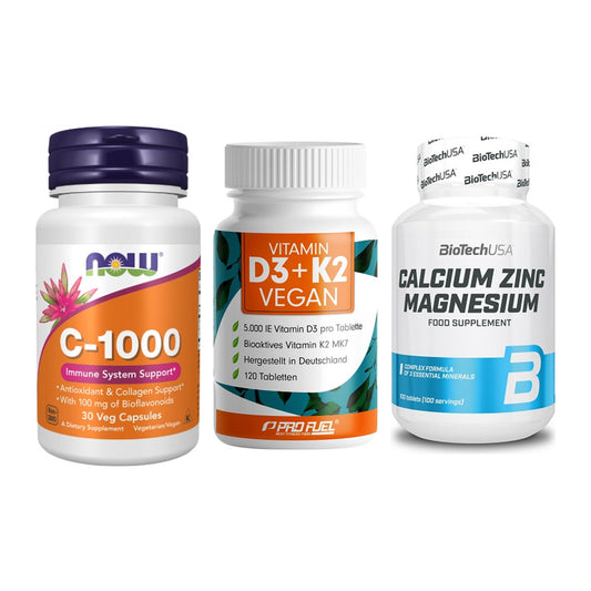 Immun-Set: Now Foods Vitamin + ProFuel Vitamin + BioTech Calcium – alle enthaltenen Artikel