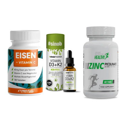Immun-Set: ProFuel EISEN + Sinob Vitamin D3 + MST Healthy Zinc – alle enthaltenen Artikel