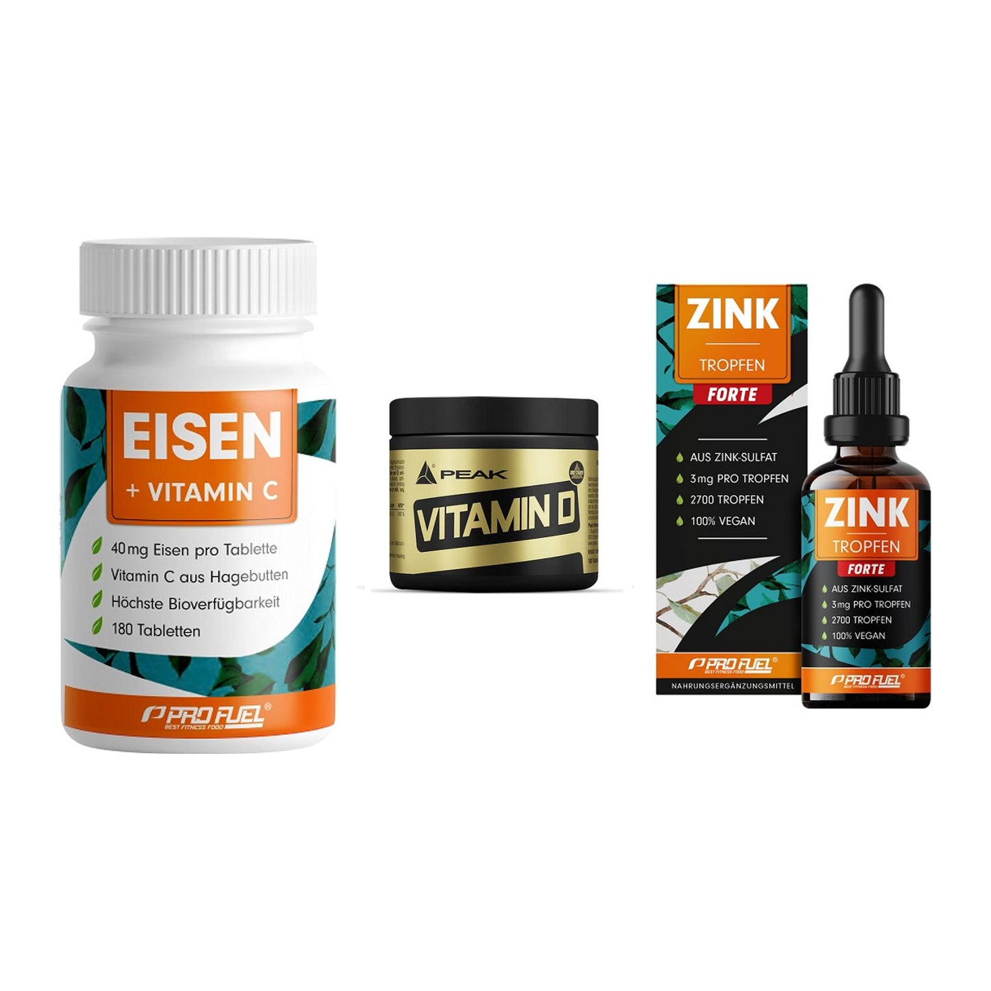 Immun-Set: ProFuel EISEN + Peak Vitamin D + ProFuel Zink – alle enthaltenen Artikel
