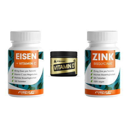 Immun-Set: ProFuel EISEN + Peak Vitamin D + ProFuel Zink – alle enthaltenen Artikel