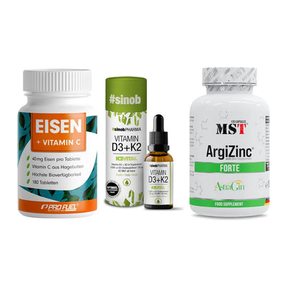 Immun-Set: ProFuel EISEN + Sinob Vitamin D3 + MST ArgiZinc – alle enthaltenen Artikel