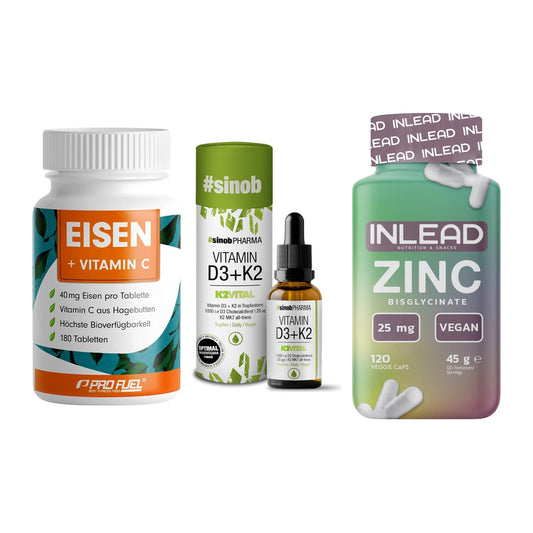 Immun-Set: ProFuel EISEN + Sinob Vitamin D3 + INLEAD Zink – alle enthaltenen Artikel