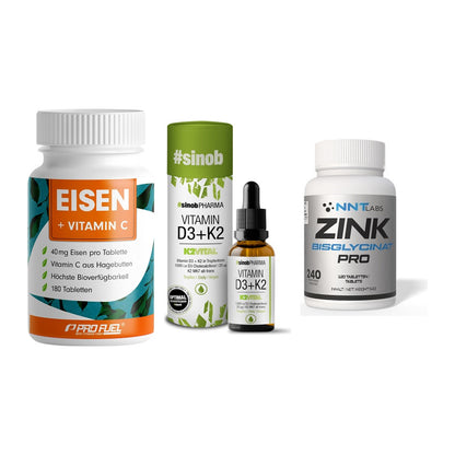 Immun-Set: ProFuel EISEN + Sinob Vitamin D3 + NNT Zink 50mg – alle enthaltenen Artikel
