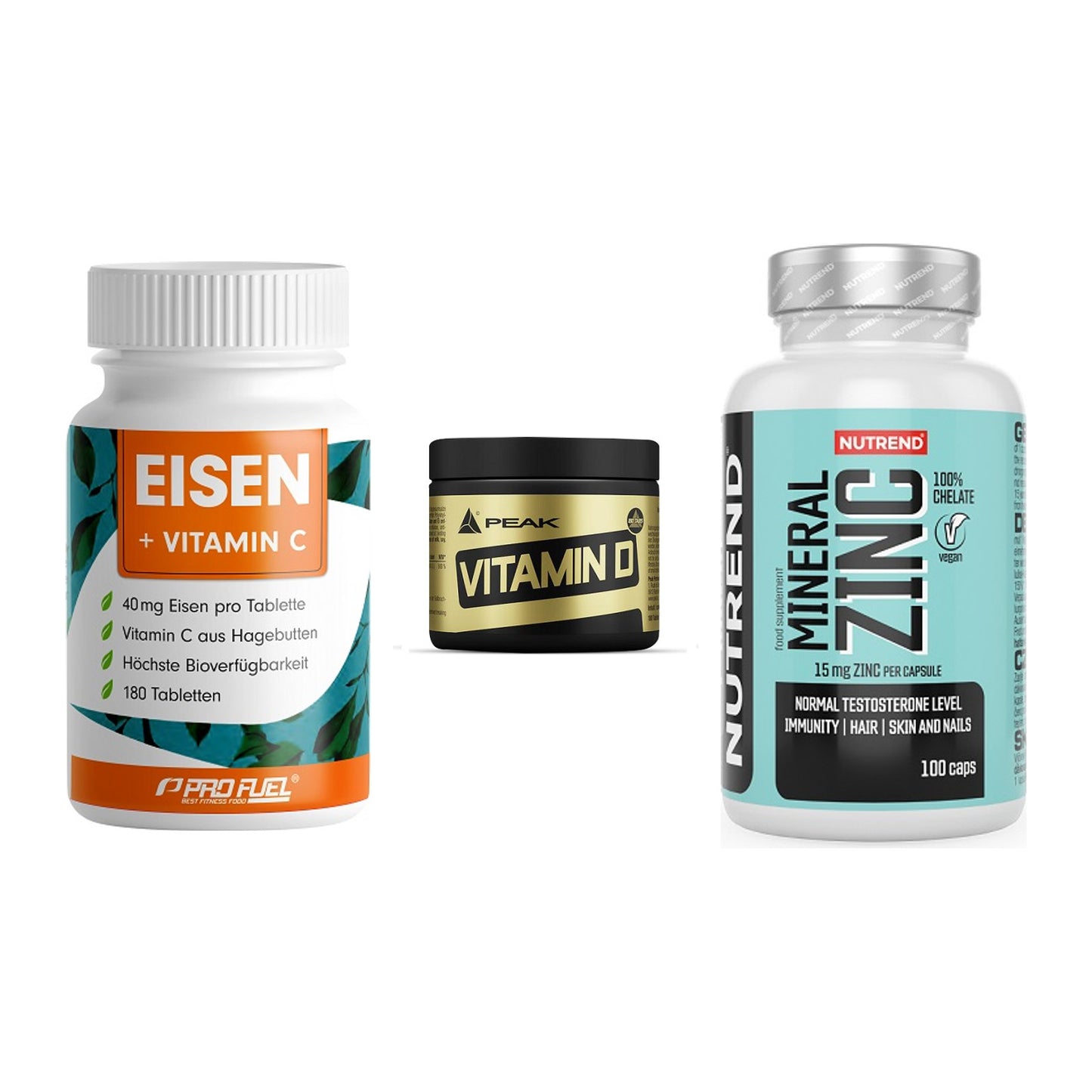 Immun-Set: ProFuel EISEN + Peak Vitamin D + Nutrend Zinc – alle enthaltenen Artikel