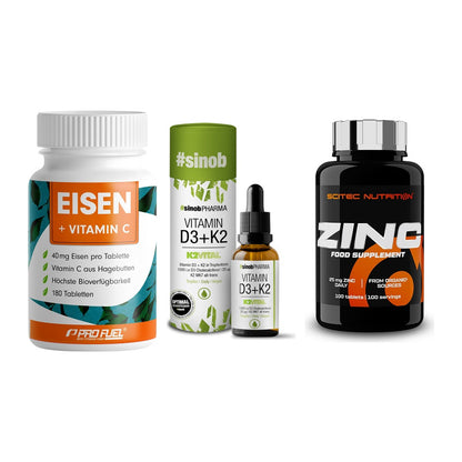 Immun-Set: ProFuel EISEN + Sinob Vitamin D3 + Scitec Zinc – alle enthaltenen Artikel