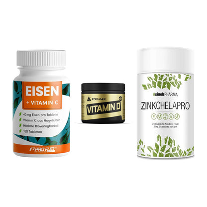 Immun-Set: ProFuel EISEN + Peak Vitamin D + Sinob Zink – alle enthaltenen Artikel