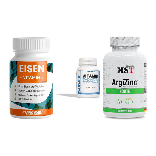 Immun-Set: ProFuel EISEN + NNT Vitamin D3+K2 + MST ArgiZinc – alle enthaltenen Artikel