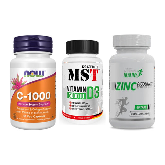 Immun-Set: Now Foods Vitamin + MST Vitamin D3 + MST Healthy Zinc – alle enthaltenen Artikel