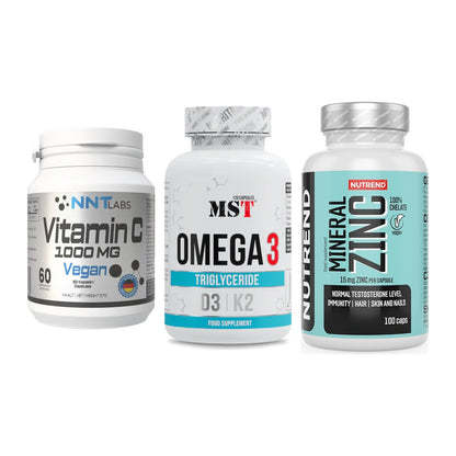 Immun-Set: NNT Vitamin C + MST Omega 3 500 + Nutrend Zinc – alle enthaltenen Artikel