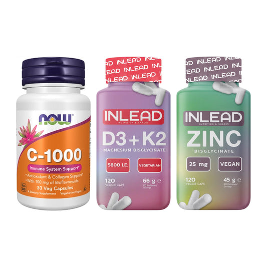 Immun-Set: Now Foods Vitamin + INLEAD Vitamin D3 + INLEAD Zink – alle enthaltenen Artikel
