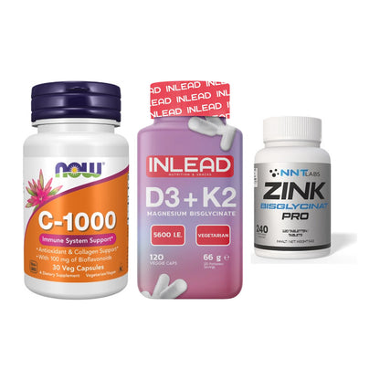 Immun-Set: Now Foods Vitamin + INLEAD Vitamin D3 + NNT Zink 50mg – alle enthaltenen Artikel