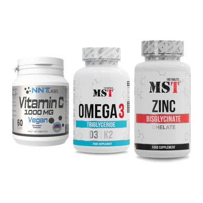Immun-Set: NNT Vitamin C + MST Omega 3 500 + MST Zinc Chelate – alle enthaltenen Artikel
