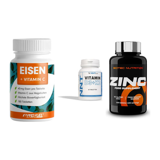 Immun-Set: ProFuel EISEN + NNT Vitamin D3+K2 + Scitec Zinc – alle enthaltenen Artikel