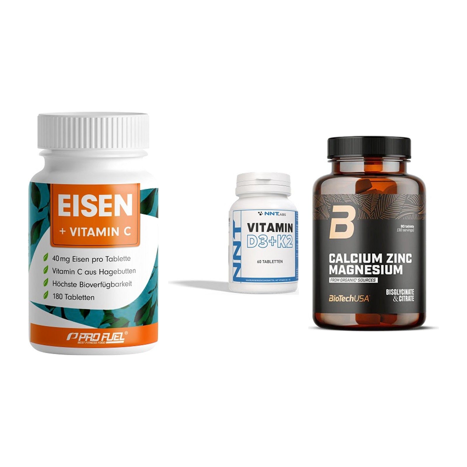 Immun-Set: ProFuel EISEN + NNT Vitamin D3+K2 + BioTech Calcium – alle enthaltenen Artikel