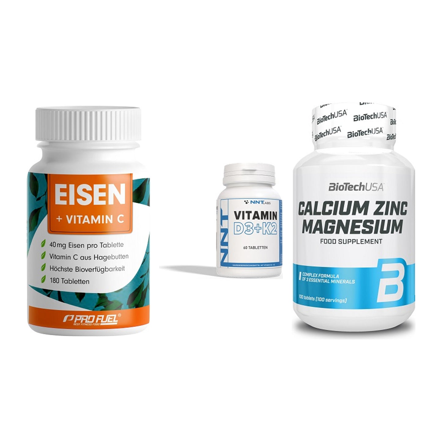 Immun-Set: ProFuel EISEN + NNT Vitamin D3+K2 + BioTech Calcium – alle enthaltenen Artikel