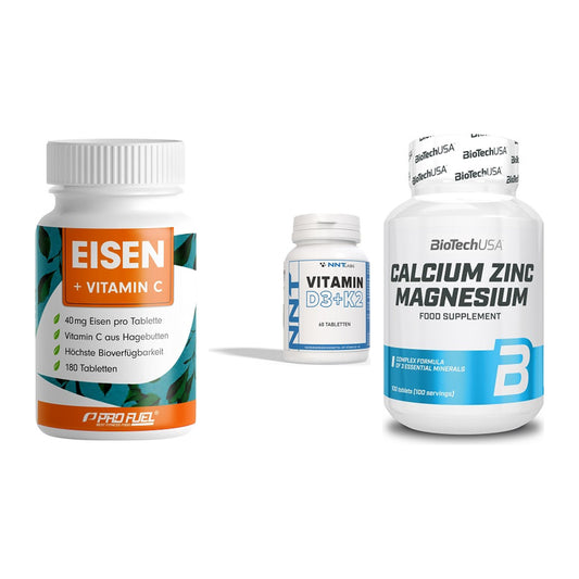 Immun-Set: ProFuel EISEN + NNT Vitamin D3+K2 + BioTech Calcium – alle enthaltenen Artikel