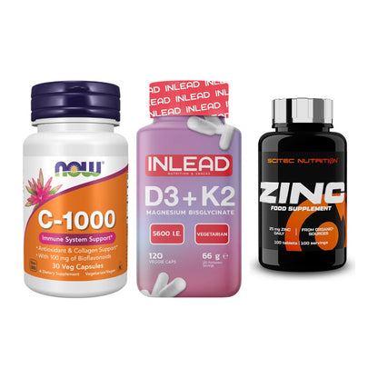 Immun-Set: Now Foods Vitamin + INLEAD Vitamin D3 + Scitec Zinc – alle enthaltenen Artikel