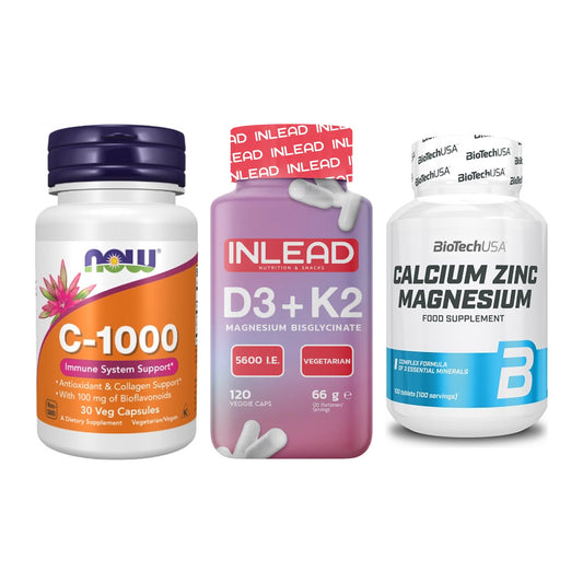 Immun-Set: Now Foods Vitamin + INLEAD Vitamin D3 + BioTech Calcium – alle enthaltenen Artikel