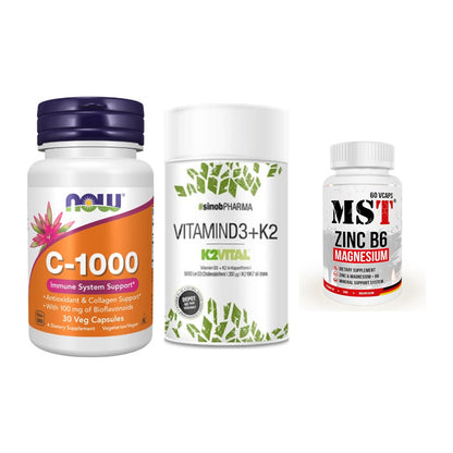 Immun-Set: Now Foods Vitamin + Sinob Vitamin D3 + MST Zinc – alle enthaltenen Artikel