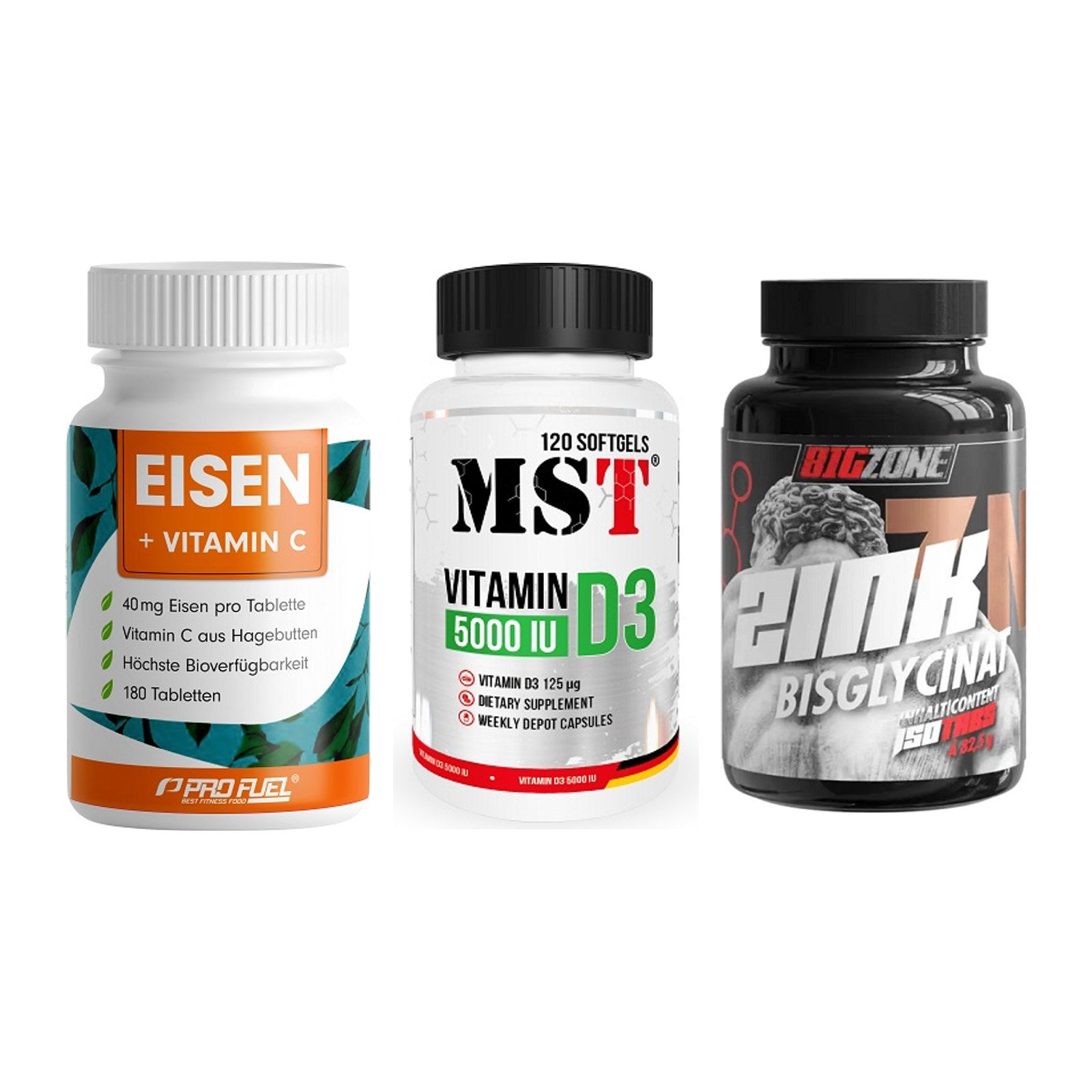 Immun-Set: ProFuel EISEN + MST Vitamin D3 + Big Zone Zink – alle enthaltenen Artikel