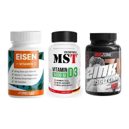 Immun-Set: ProFuel EISEN + MST Vitamin D3 + Big Zone Zink – alle enthaltenen Artikel