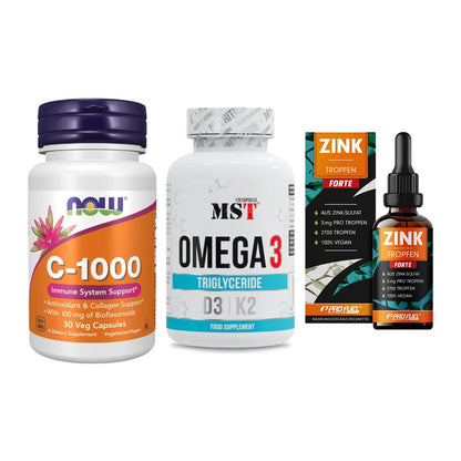 Immun-Set: Now Foods Vitamin + MST Omega 3 500 + ProFuel Zink – alle enthaltenen Artikel