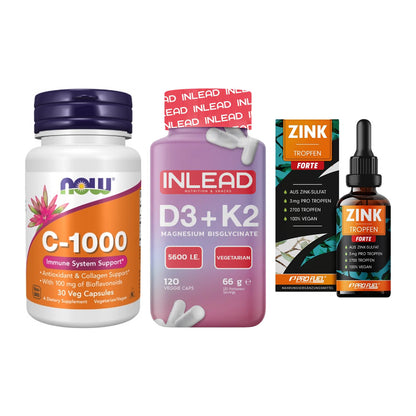 Immun-Set: Now Foods Vitamin + INLEAD Vitamin D3 + ProFuel Zink – alle enthaltenen Artikel