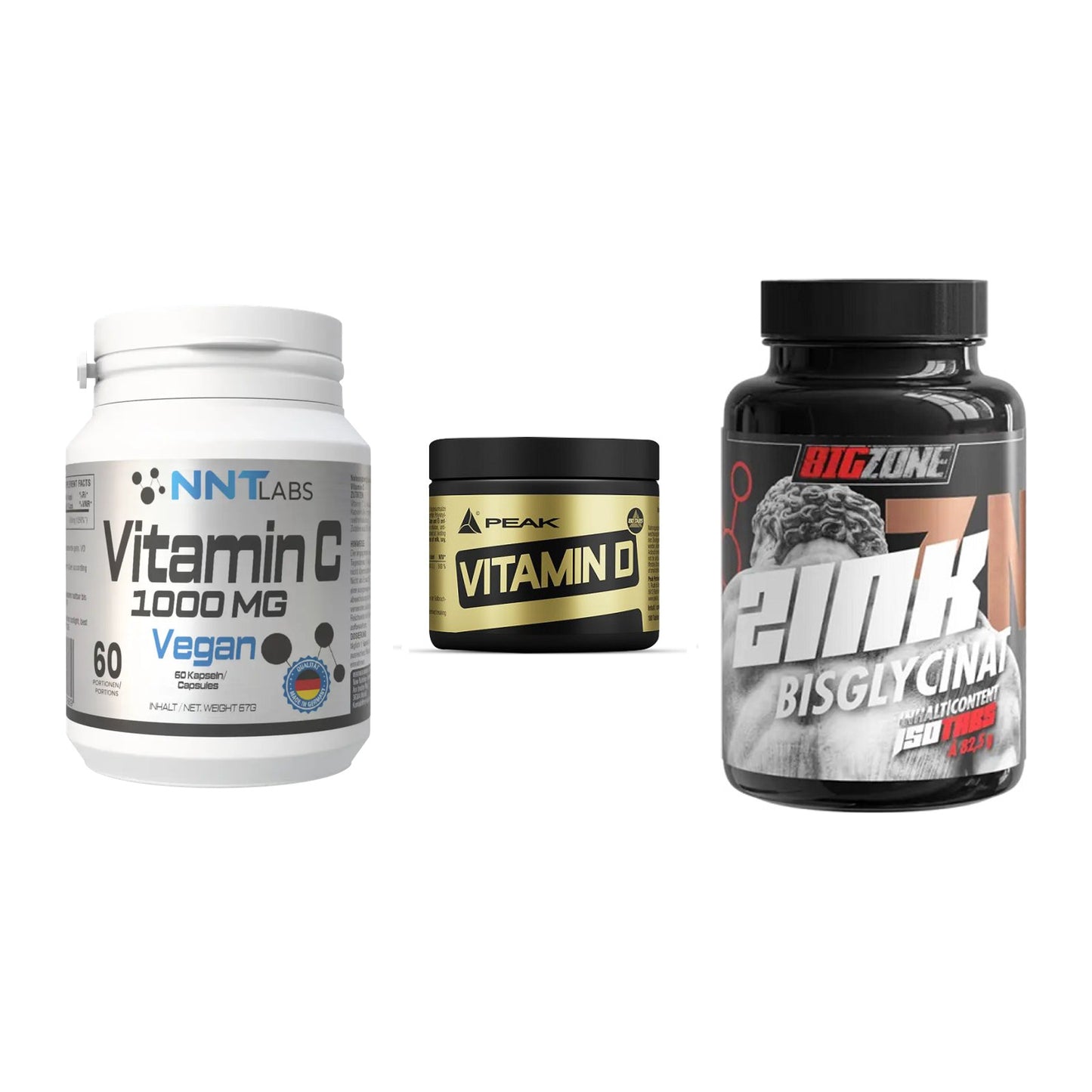 Immun-Set: NNT Vitamin C + Peak Vitamin D + Big Zone Zink – alle enthaltenen Artikel