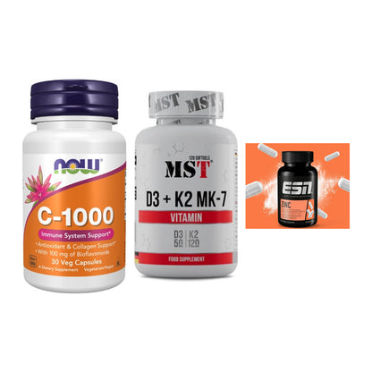 Immun-Set: Now Foods Vitamin + MST Vitamin D3 + ESN Zinc – alle enthaltenen Artikel