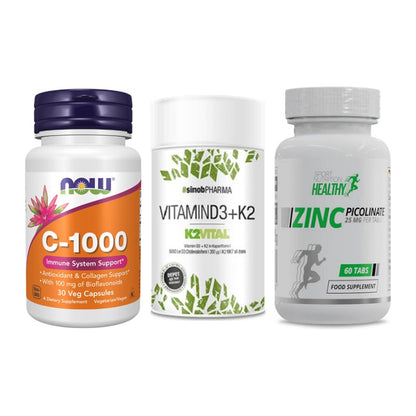 Immun-Set: Now Foods Vitamin + Sinob Vitamin D3 + MST Healthy Zinc – alle enthaltenen Artikel