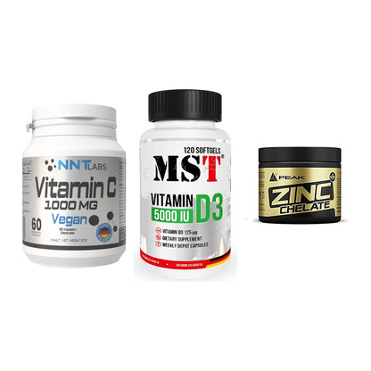 Immun-Set: NNT Vitamin C + MST Vitamin D3 + Peak Zink Chelat – alle enthaltenen Artikel