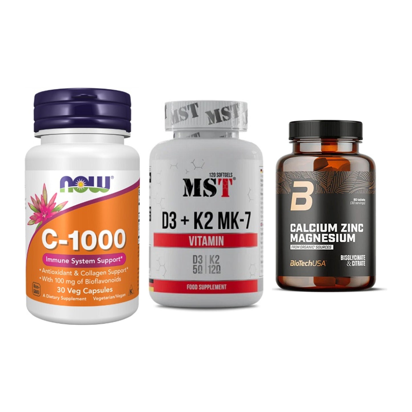 Immun-Set: Now Foods Vitamin + MST Vitamin D3 + BioTech Calcium – alle enthaltenen Artikel