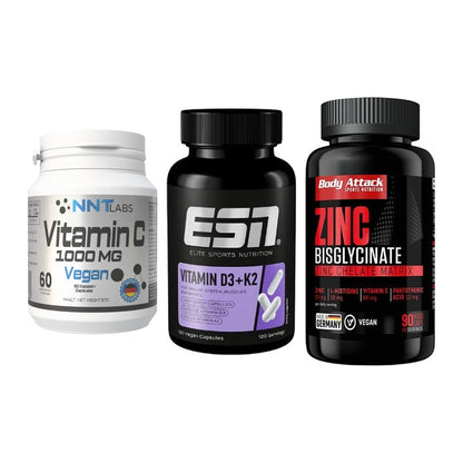 Immun-Set: NNT Vitamin C + ESN Vitamin D3 + Body Attack Zink – alle enthaltenen Artikel