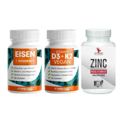 Immun-Set: ProFuel EISEN + ProFuel Vitamin + #GYMJUICE ZINC – alle enthaltenen Artikel