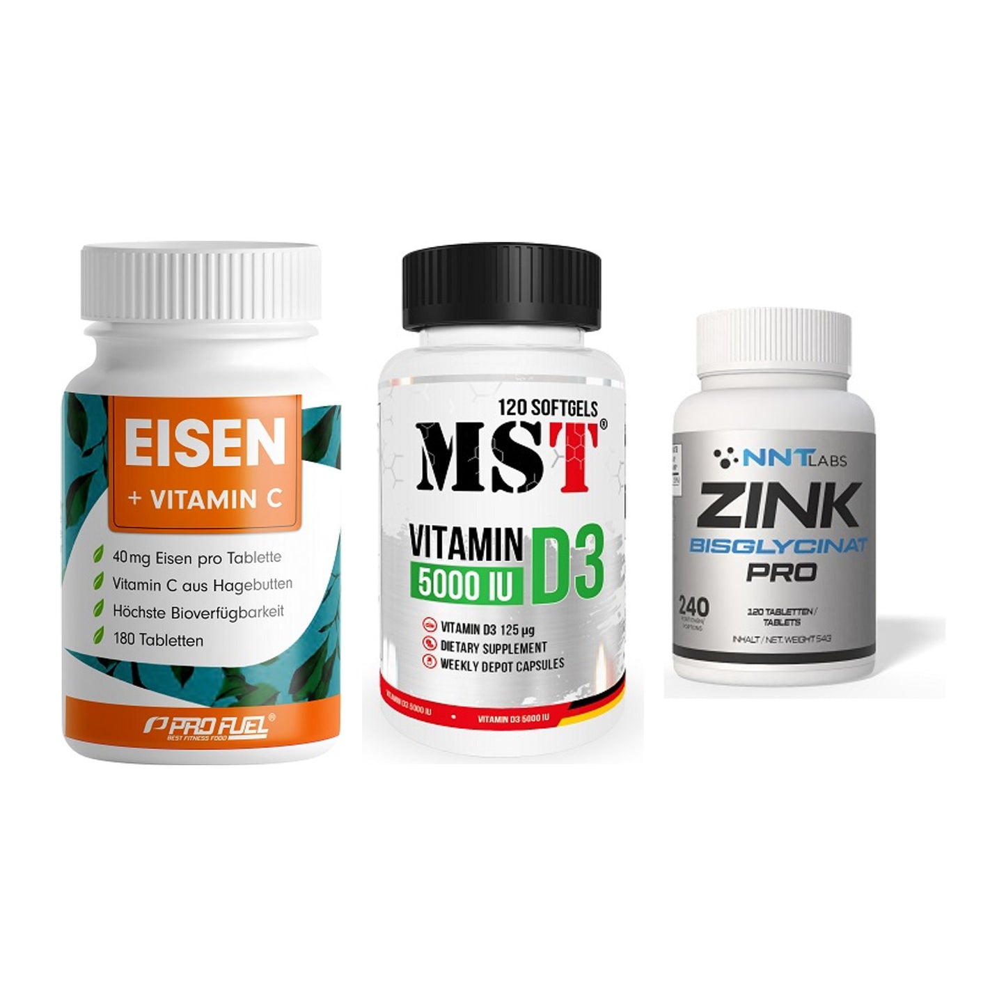 Immun-Set: ProFuel EISEN + MST Vitamin D3 + NNT Zink 50mg – alle enthaltenen Artikel