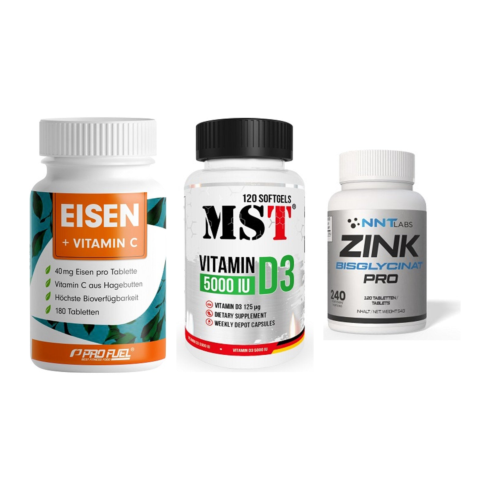 Immun-Set: ProFuel EISEN + MST Vitamin D3 + NNT Zink 50mg – alle enthaltenen Artikel