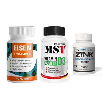 Immun-Set: ProFuel EISEN + MST Vitamin D3 + NNT Zink 50mg – alle enthaltenen Artikel