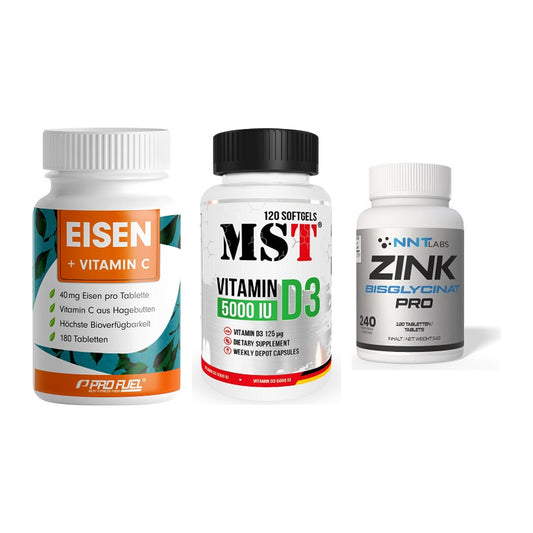 Immun-Set: ProFuel EISEN + MST Vitamin D3 + NNT Zink 50mg – alle enthaltenen Artikel