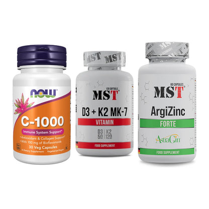 Immun-Set: Now Foods Vitamin + MST Vitamin D3 + MST ArgiZinc – alle enthaltenen Artikel